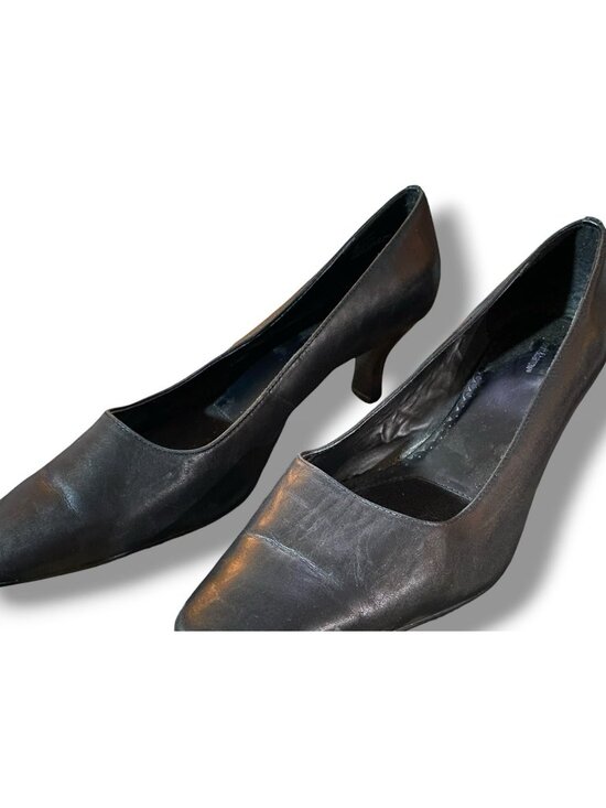 croft & barrow Shoes - Croft Barrow Black Leather 3" Heels Pump 11M Classic Square Toe Cushioned